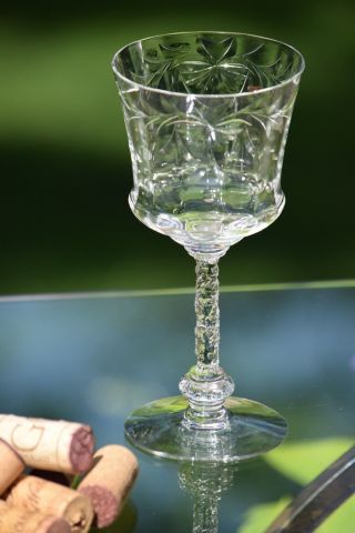 Vintage Etched Optic CRYSTAL Wine Glasses,  Set of 2,  Tiffin Franciscan,  Mandarin 3