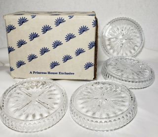 Princess House Lead Crystal Coasters Set Of 4 Vintage 876 Made In Usa Boxed