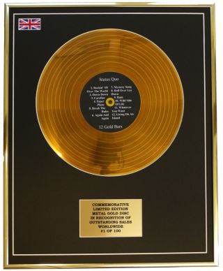 Status Quo - 12 Gold Bars Metal Gold Record Display Commemorative Ltd Edition