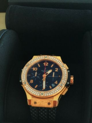 Hublot Big Bang Cappuccino 18k Rose Gold Diamond Bezel Watch