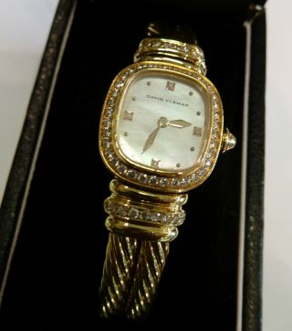 100 Authentic David Yurman Chelsea Solid 18K Yellow Gold Diamond Quartz Watch 2