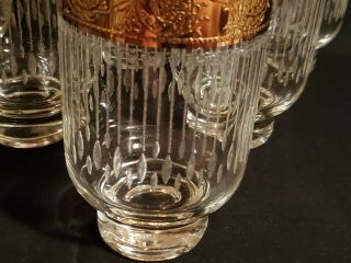 (6) Mid Century Modern CULVER Tyrol Gold Rim 5.  25” Highball Glasses - EXC 3