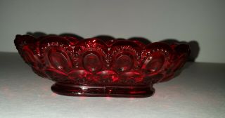 Vintage Small Shallow Red L.  E.  Smith Red Moon And Stars Oblong Bowl