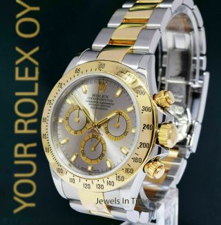 Rolex Daytona Chronograph 18k Yellow Gold & Steel Gray Dial Mens Watch 116523 2