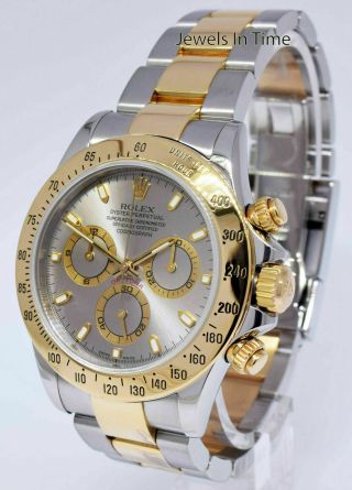 Rolex Daytona Chronograph 18k Yellow Gold & Steel Gray Dial Mens Watch 116523 3