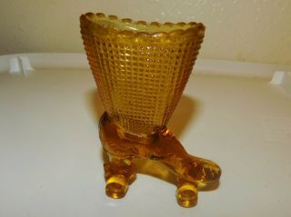 Fenton Hobnail Amber Glass Roller Skate Boot Shoe Collectible Cond. 3