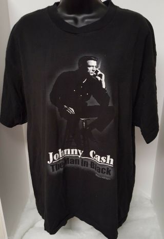 Zion Womens Black White Johnny Cash The Man In Black T Shirt Top Blouse Size 1x