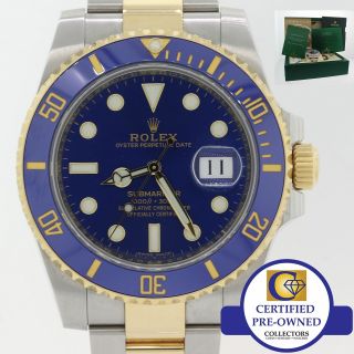 2019 Rolex Submariner Blue Ceramic 116613 Lb Two Tone Gold Dive Watch