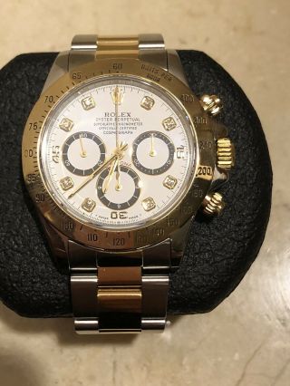 Rolex Daytona 16523 18k Yellow Gold/steel White Dial 1996 Watch Zenith W/ Paper