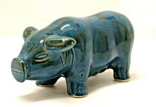 Vintage Mccarty Bros Flat Nose Blue Spotted Glaze - Stoneware Mama Pig Sow Hog