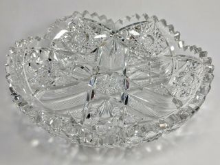American Brilliant Leaded Cut Glass Crystal 8 Inch Serving Bowl
