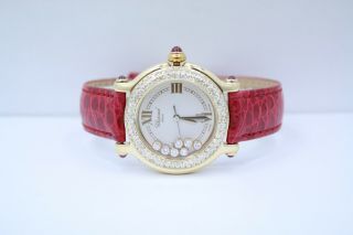 Chopard Happy Sport 32mm 18k Yellow Gold Diamond Encrusted Watch 27/6144 - 21