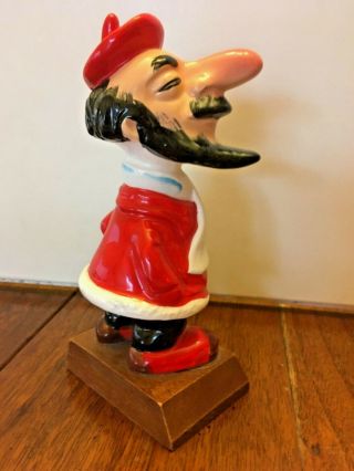 1960s Kreiss Psycho Ceramic CHRISTMAS Figurine BeatNik Beret Artist Santa Japan 3