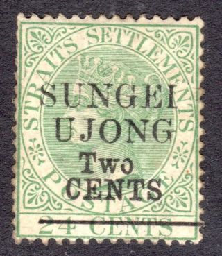 Malaya Sungei Ujong 1891 2c Surcharge On 24c Green M,  Sg 47 Cat £475