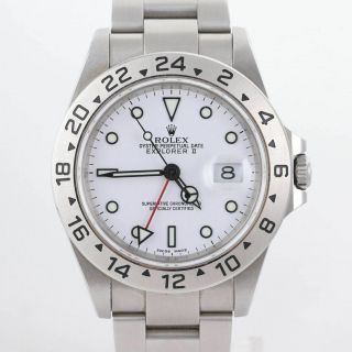 Unpolished Rolex Explorer Ii 16570 Steel White Polar Date Gmt 40mm Sel Watch
