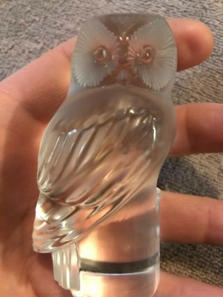 Lalique Clear & Frosted Crystal Chouette Hibou Owl Paperweight,  Label