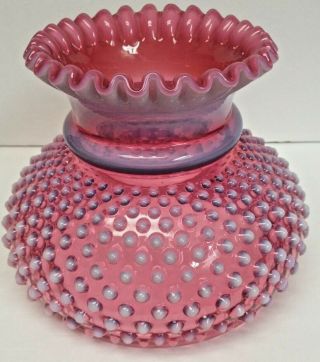 Fenton Cranberry Opalescent Hobnail Glass Lamp Shade Globe 7 " Fit Red Ruby Gwtw