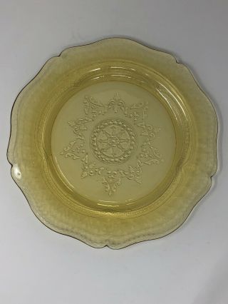 Federal Brand Yellow Depression 11 " Glass Plate Patrician Spoke Pattern Serving