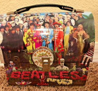 Beatles Sgt.  Peppers Hard Metal Round Top Style Dome Lunch Box