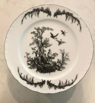 6 Aux Au Provence Black White French Country Toile Rooster Rabbit Salad Plates