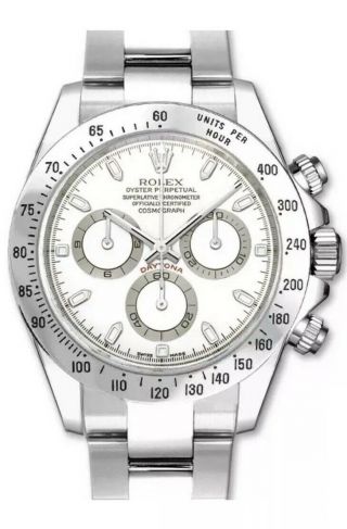 Rolex Daytona Cosmograph Stainless Steel 40mm Watch - White Dial - Box - Papers