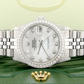 Rolex Datejust 31mm S/s Jubilee Womens Watch With Mop Diamond Dial/diamond Bezel