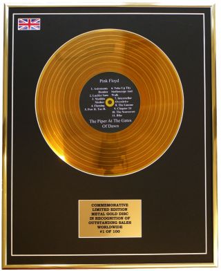 Pink Floyd - The Piper At The.  Metal Gold Record Display Commemorative Ltd Ed