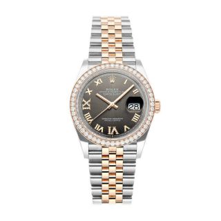 Rolex Datejust Auto 36mm Steel Everose Gold Diamonds Mens Watch 126281rbr