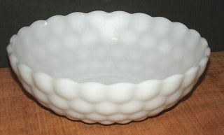 Vintage White Milk Glass Hobnail Scallop Rim Serving Bowl 8 1/4 "