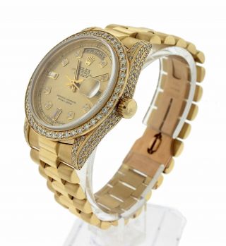 1990 Rolex Day - Date President Double Quickset Diamond 36mm 18238 18K Gold Watch 2