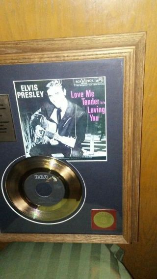 Elvis Presley Love Me Tender 24kt Gold Record Framed