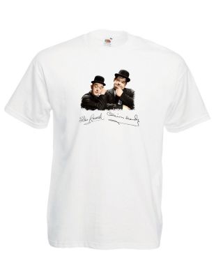 Laurel And Hardy Autograph T Shirt Keystone Cops Buster Keaton Charlie Chaplin