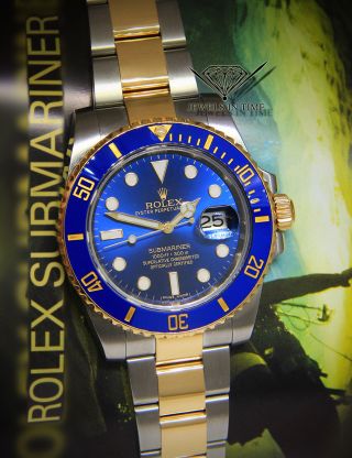 Rolex Submariner Date 18k Yellow Gold/Steel Blue Ceramic Mens Watch 116613 2