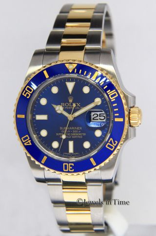 Rolex Submariner Date 18k Yellow Gold/Steel Blue Ceramic Mens Watch 116613 3