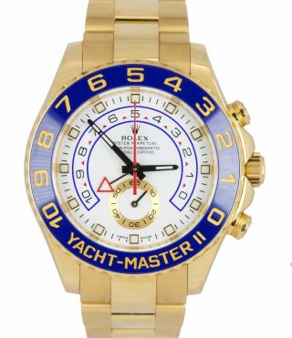 2014 Blue Hands Rolex Yacht - Master Ii 2 18k Yellow Gold Blue 116688 44mm Watch