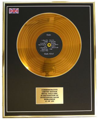 Slade - Slade Alive Metal Gold Record Display Commemorative Ltd Edition