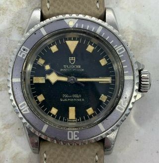 Vintage Tudor (by Rolex) Submariner Snowflake Wristwatch Ref.  7016/0 Blue Dial