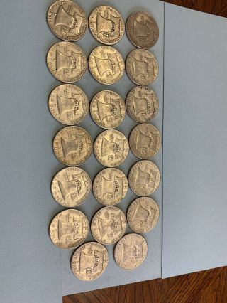 90 Silver Franklin Half Dollars - Roll Of 20 - $10 Face Value