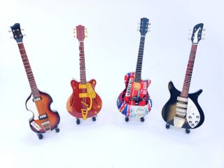 Guitars Set Miniature Guitar John Lennon Ringo Starr Ludwig Beatles.  Mini Art