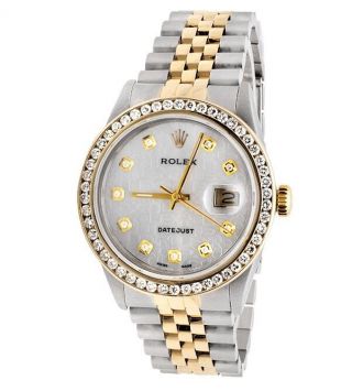 Rolex Datejust Two Tone 18k Gold 36mm Steel Jubilee 16013 Diamond Watch 3.  5 Ct