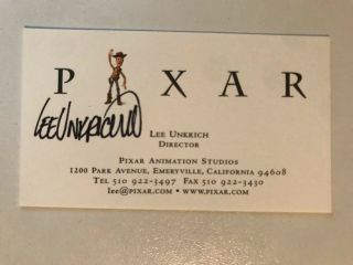 Lee Unkrich Autograph Pixar Director Toy Story Finding Nemo Business Card Signed