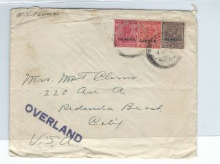 Middle East - Bahrain 1936 Overland Mail Cover Thru Iraq See Scans