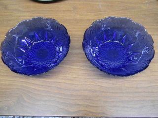 Avon Crystal " Royal Sapphire " Pattern 4 Cereal Bowls 6 1/2 " In Diameter
