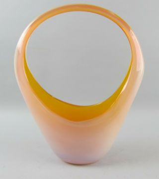 Mid Century Modern Fratelli Toso Orange Opalescent Murano Glass Basket