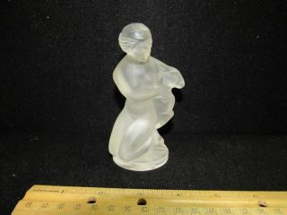 Lalique France Crystal Figurine Nude Lady Woman Girl W/animal