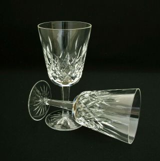 (2) Waterford Crystal - Lismore - 6 7/8 " Water Goblets - Seahorse Mark