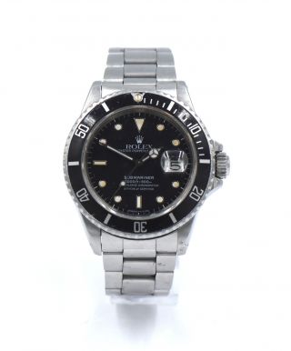 Vintage Rolex Submariner 16800 Wristwatch Black Matte Dial Stainless Steel C1987