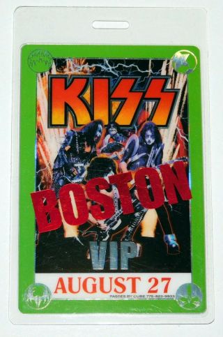 Kiss Band Vip Backstage Pass Laminate Aerosmith Boston Aug 27 Concert Tour 2003
