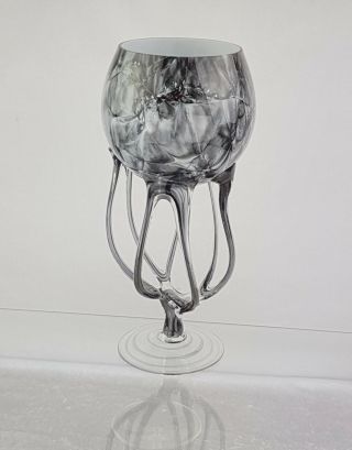 12.  5 " Jozefina Krosno Poland Art Glass Sculpture Octopus Jellyfish Compote Bowl