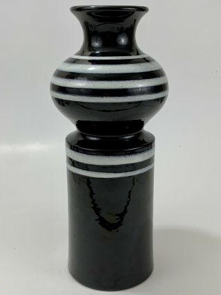 Bitossi Pottery Aldo Londi Rosenthal Netter Vase Black W/ White Stripes